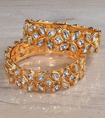 Kundan stone embellished designer bangles bd645 1