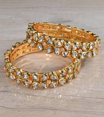 Kundan stone embellished designer bangles bd646 1