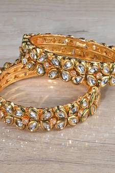 Kundan Stone Embellished Designer Bangles BD646