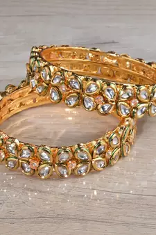 Kundan Stone Embellished Designer Bangles BD646