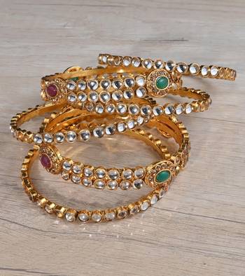 Kundan stone embellished designer bangles bd649 1