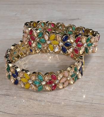 Multicolor Stone Embellished Antique Look Designer Bangles BD652 1