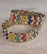 Multicolor Stone Embellished Antique Look Designer Bangles BD652
