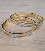 Gold and Silver Dual Plated Cubic Zirconia Designer Bangles BD656