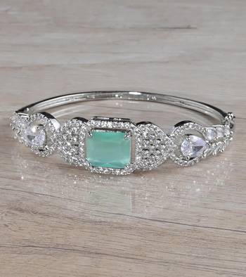 Rhodium Plated Mint Stone Cubic Zirconia Bracelet BD657 1