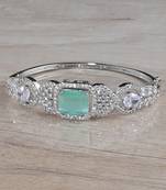 Rhodium Plated Mint Stone Cubic Zirconia Bracelet BD657