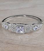 Rhodium Plated White Stone Cubic Zirconia Bracelet BD658