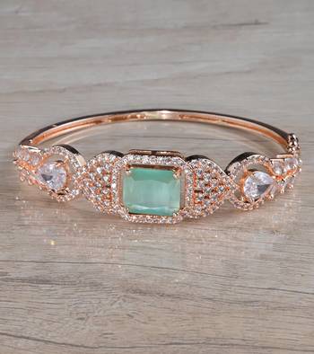 Rose Gold Plated Mint Stone Cubic Zirconia Bracelet BD660 1