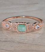 Rose Gold Plated Mint Stone Cubic Zirconia Bracelet BD660
