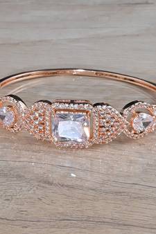 Rose Gold Plated White Stone Cubic Zirconia Bracelet BD661