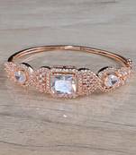 Rose Gold Plated White Stone Cubic Zirconia Bracelet BD661