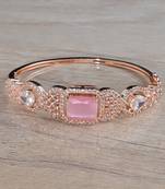 Rose Gold Plated Pink Stone Cubic Zirconia Bracelet BD662