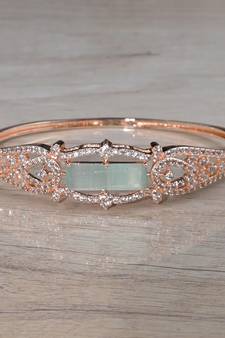 Rose Gold Plated Mint Stone Cubic Zirconia Bracelet BD663
