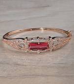 Rose Gold Plated Ruby Stone Cubic Zirconia Bracelet BD664