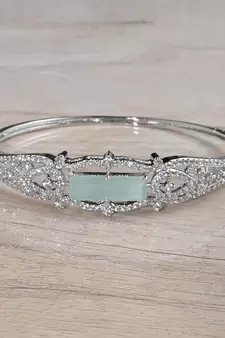 Rhodium Plated Mint Stone Cubic Zirconia Bracelet BD666