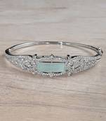 Rhodium Plated Mint Stone Cubic Zirconia Bracelet BD666