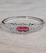 Rhodium Plated Ruby Stone Cubic Zirconia Bracelet BD668
