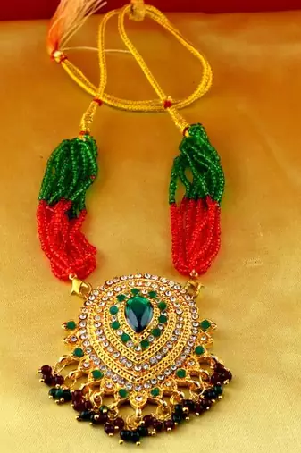 Necklace Gold Platted Stone Meenakari Cz Ad Moti Pearl Polki Kundun