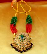 Necklace Gold Platted Stone Meenakari Cz Ad Moti Pearl Polki Kundun