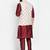 Benstoke Men's Silk Blend Maroon Kurta With Pyjama & Green Printed Nehru Jacket