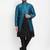 Benstoke Men's Black Kurta With Pyjama & Peacock Blue Self Design Jacket