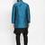 Benstoke Men's Black Kurta With Pyjama & Peacock Blue Self Design Jacket