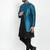 Benstoke Men's Black Kurta With Pyjama & Peacock Blue Self Design Jacket