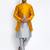 Benstoke Men's Grey Kurta With Pyjama & Mustard Self Design Jacket