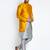 Benstoke Men's Grey Kurta With Pyjama & Mustard Self Design Jacket