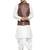 Benstoke Men's White Kurta With Dhoti & Dark Green Printed Nehru Jacket