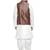 Benstoke Men's White Kurta With Dhoti & Dark Green Printed Nehru Jacket