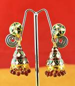 Rajasthani Earing Gold Platted Stone Meenakari Cz Ad Moti Pearl Polki Kundun