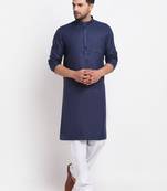 Navy Blue & White solid kurta with salwar