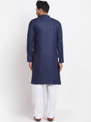 Navy Blue & White solid kurta with salwar 2