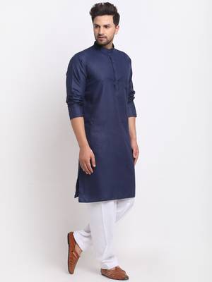 Navy Blue & White solid kurta with salwar 3