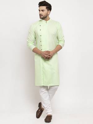 Light Green solid kurta with churidaar pyjama 1