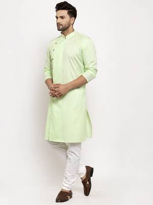 Light Green solid kurta with churidaar pyjama 3