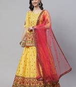 Chinon Chiffon Gota Patti And Thread With Sequince Embroidered Work Lehenga & Unstiched Blouse With Dupatta