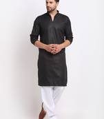 Black solid pathani kurta with White salwar