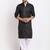 Black solid pathani kurta with White salwar