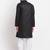 Black solid pathani kurta with White salwar