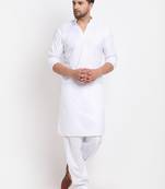 White solid pathani kurta with salwar