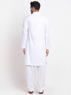 White solid pathani kurta with salwar 2