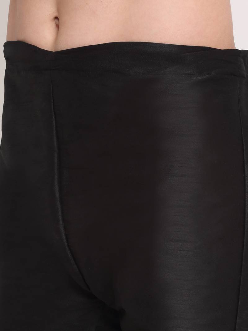Black solid kurta with pyjama