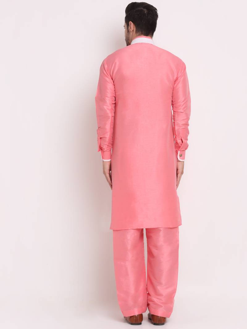Pink solid kurta with pyjama