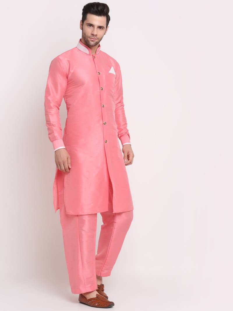 Pink solid kurta with pyjama