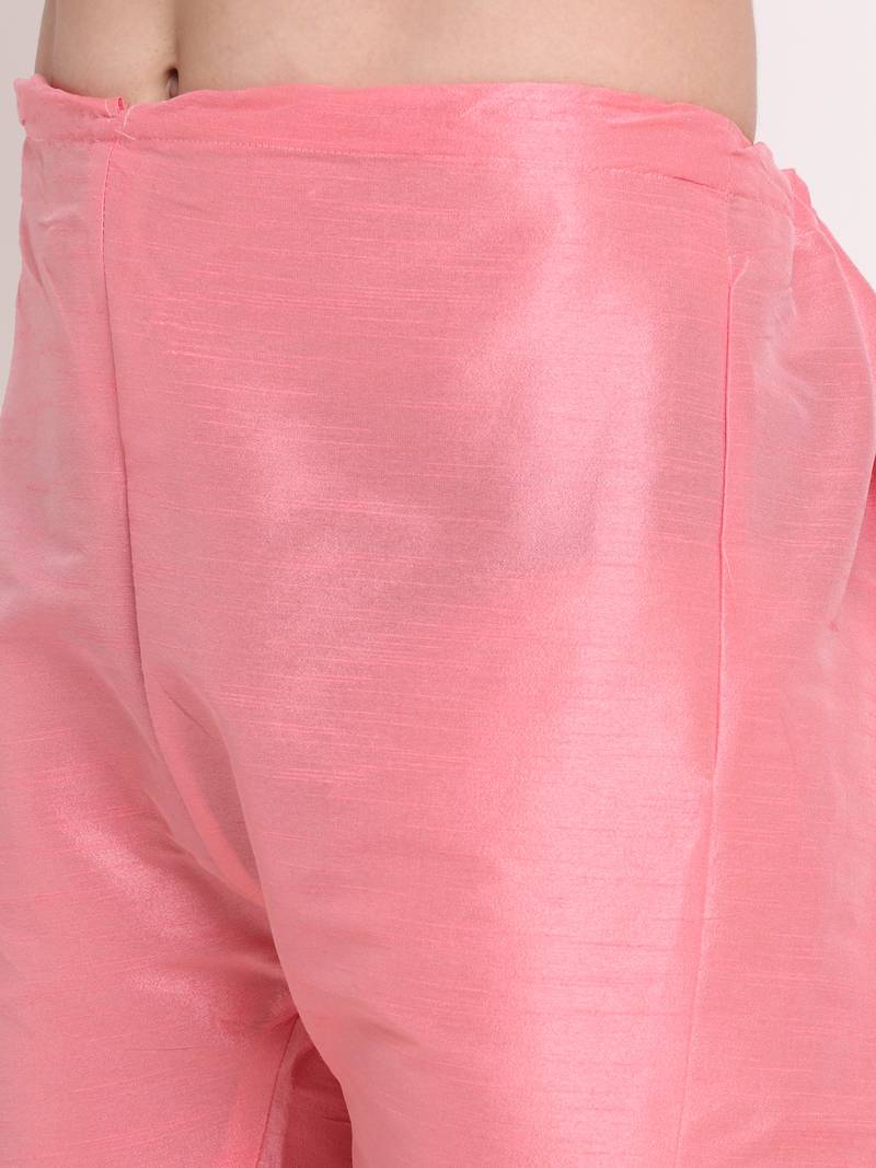 Pink solid kurta with pyjama