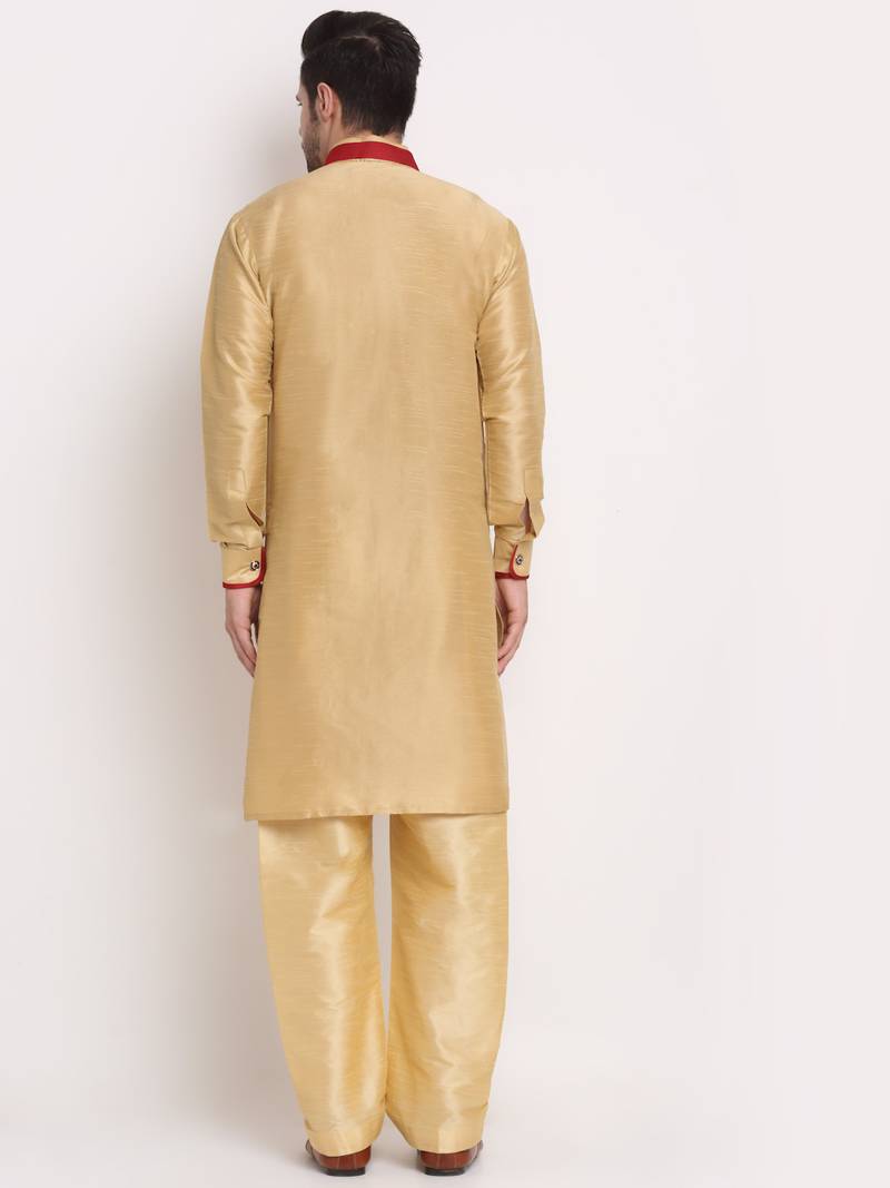 Gold solid kurta with pyjama