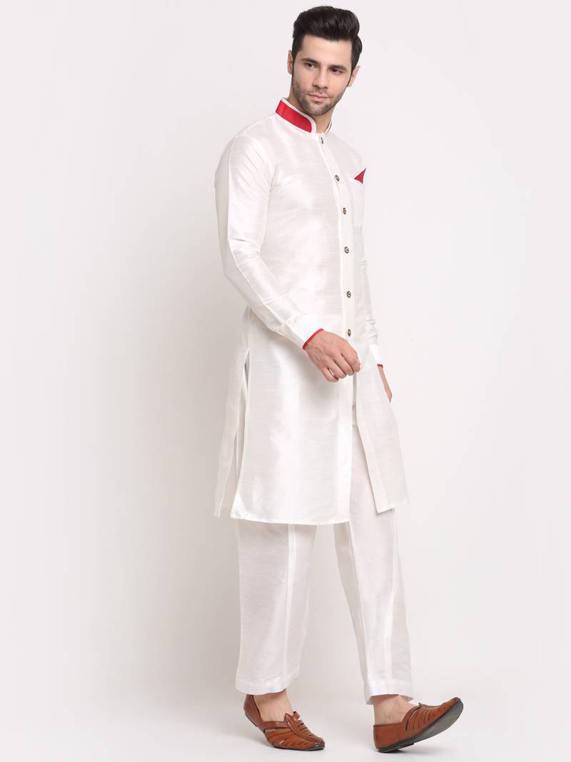 White solid kurta with pyjama