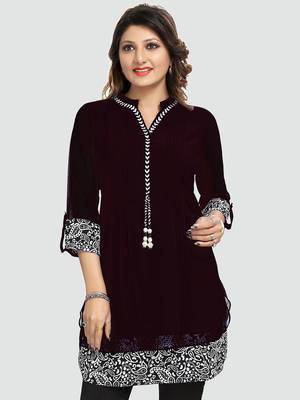 Black plain georgette short-kurtis 1